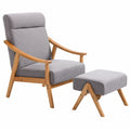 Moderner Loungesessel mit Ottoman, Polstersessel für Wohn- und Schlafzimmer, solide Holzbeine, stilvolles Möbelstück