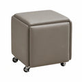 Vielseitiges 5-teiliges Hocker-Set, würfelförmige Ottomane mit Rollen, stapelbar für Wohnzimmer und Schlafzimmer