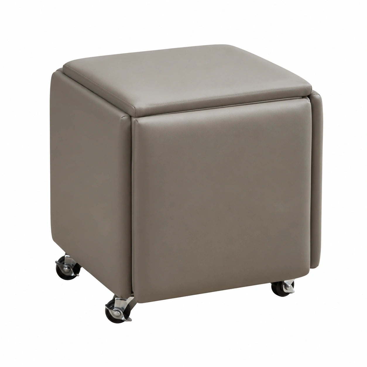 Vielseitiges 5-teiliges Hocker-Set, würfelförmige Ottomane mit Rollen, stapelbar für Wohnzimmer und Schlafzimmer