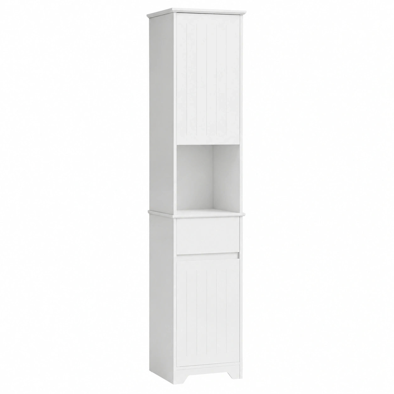 SoBuy Bad-Hochschrank, schmal, weiß, feuchtigkeitsbeständig, mit verstellbaren Regalen, 30x170x30cm