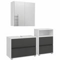 Vicco Badezimmermöbel-Set Maltin, Weiß/Anthrazit, 80 cm, inklusive Waschtischunterschrank, Spiegelschrank und Hochschrank