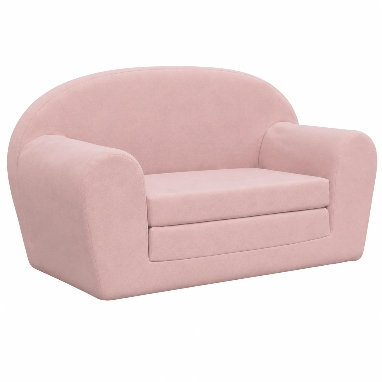 Gemütliches Kinder-Schlafsofa 2-Sitzer mit abnehmbarem Bezug, Plüsch, Rosa
