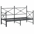 Schwarzes ausziehbares Gästebett aus Stahl ohne Matratze 107x203 cm