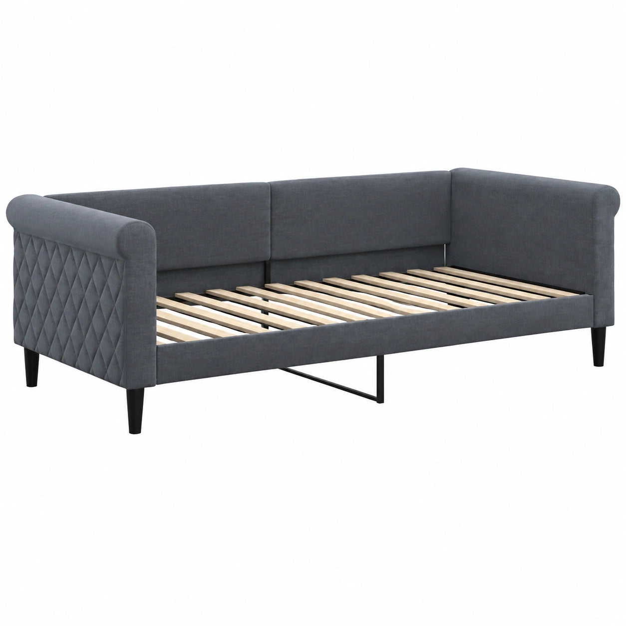 Modernes Tagesbett Sofa ohne Matratze 90x200cm, Dunkelgrau Samt