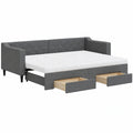 Ausziehbares Tagesbett mit Schubladen, Schlafsofa in Dunkelgrau, 80x200 cm