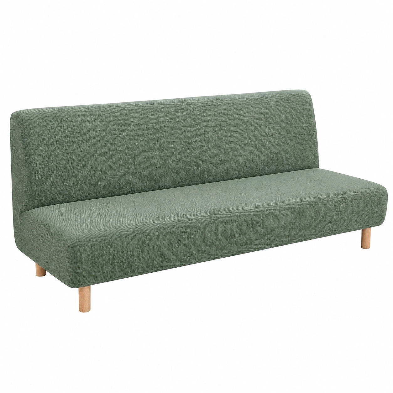 Surwin Samt Stretch Sofabezug für Armloses Schlafsofa 2/3 Sitzer, Grün