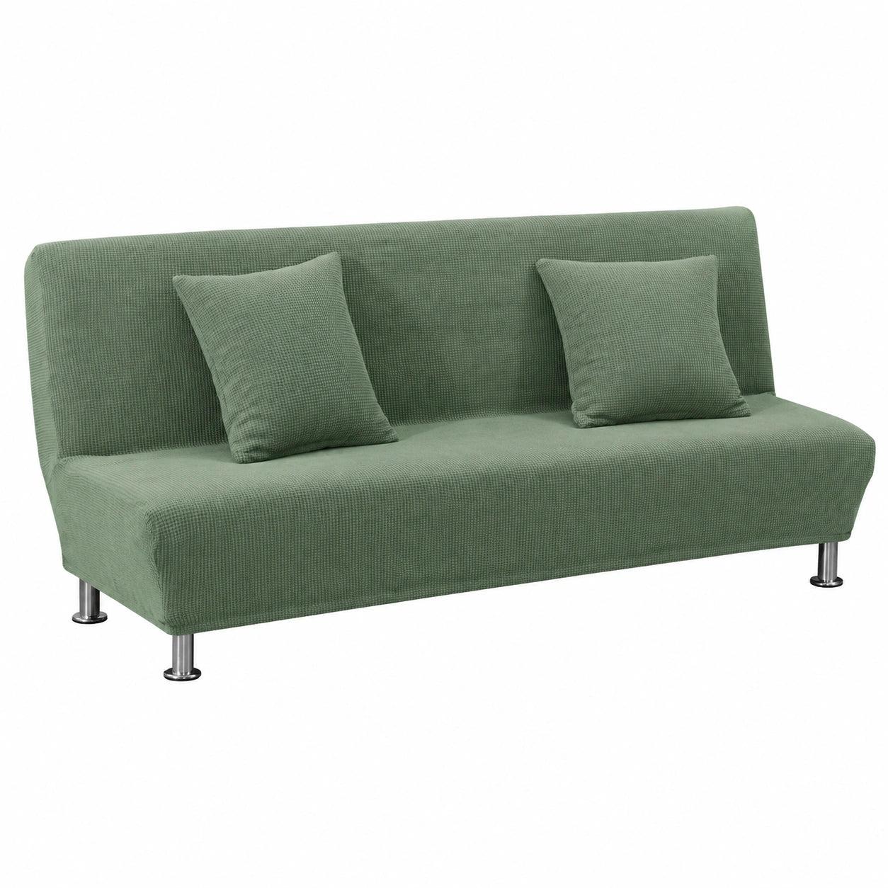 Stretch Sofahusse für armloses Schlafsofa, 2-Sitzer, Militärgrün