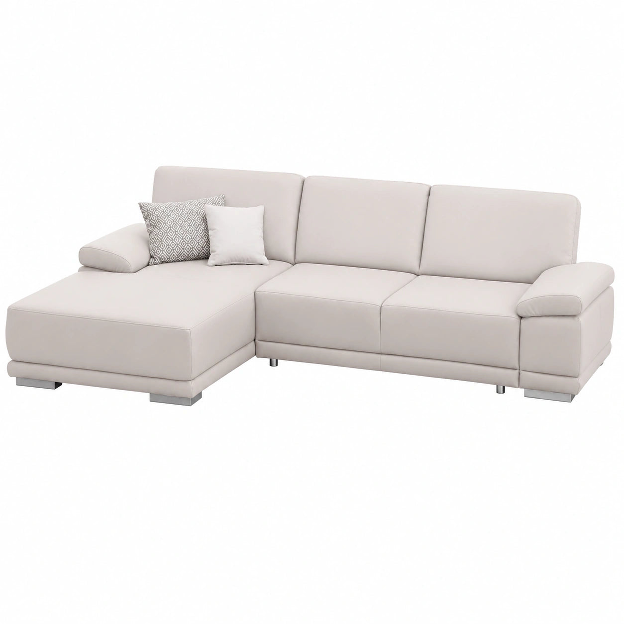 CAVADORE Ecksofa Corianne mit Schlaf- und Relaxfunktion, Kunstleder in Weiß