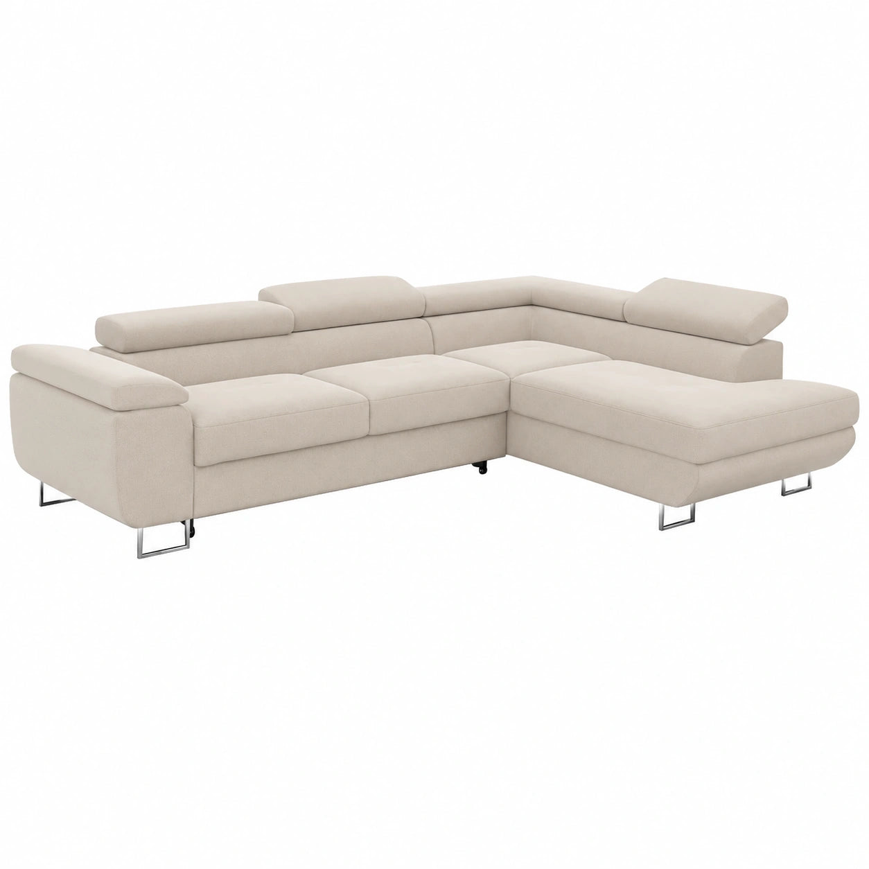 Modernes Ecksofa mit Schlaffunktion und Stauraum - Stoff Monolith - Verstellbare Kopfstützen - Schlafsofa mit Bettkasten - Rechtes Design