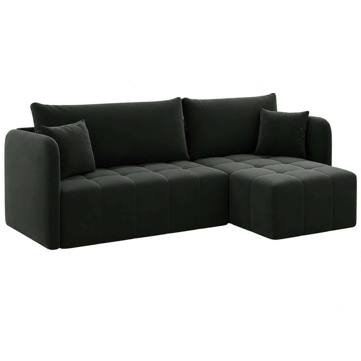 Ecksofa Santo mit Bettkasten und Schlaffunktion in Graphit Velourstoff