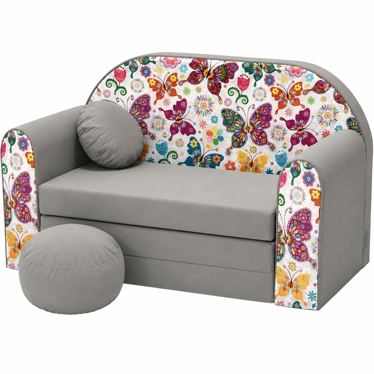 TUPPI Klappsofa für Kinder mit Bettfunktion und Kissen, 168x98cm Spielsofa, inkl. Fußstütze