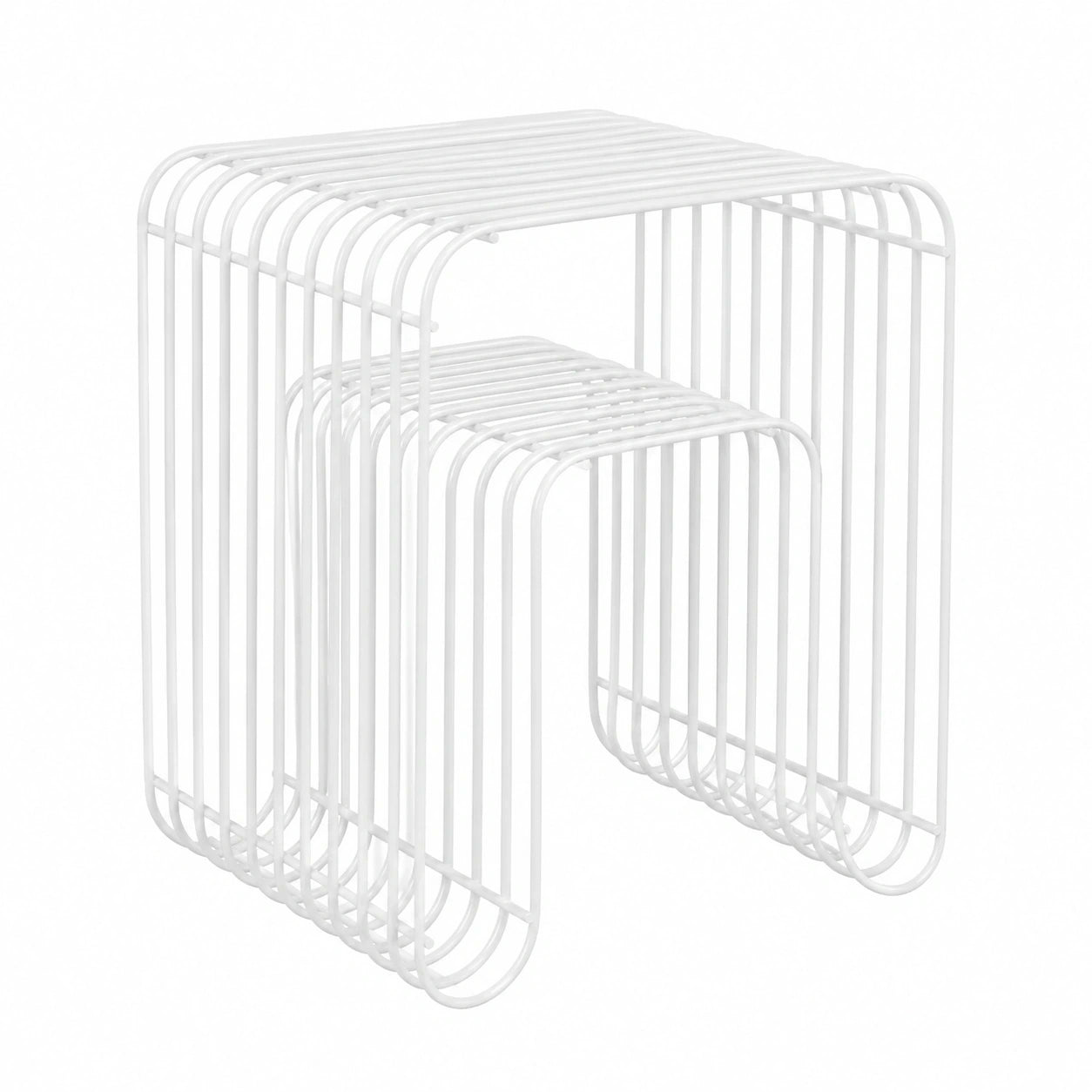 Moderner Weißer Beistelltisch aus Metall – Vielseitig Nutzbar als Couchtisch, Hocker oder Regal – Belastbar bis 80 kg – Vormontierter Nachttisch – Ablagetisch 39x34x49 cm