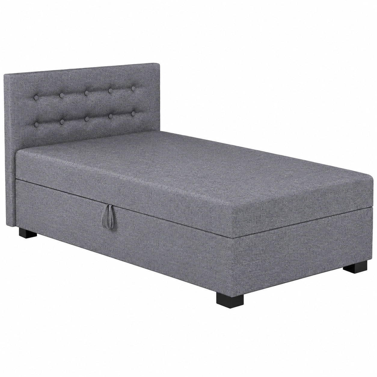 Grau Boxspringbett Olaf 80x200 cm mit Schaumstoffmatratze und Bettkasten