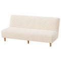 Seersucker Stretch Sofabezug für Armlehnloses Sofa, Rutschfest, Schutz für Klappsofa, 2-3 Sitzer, Weiß