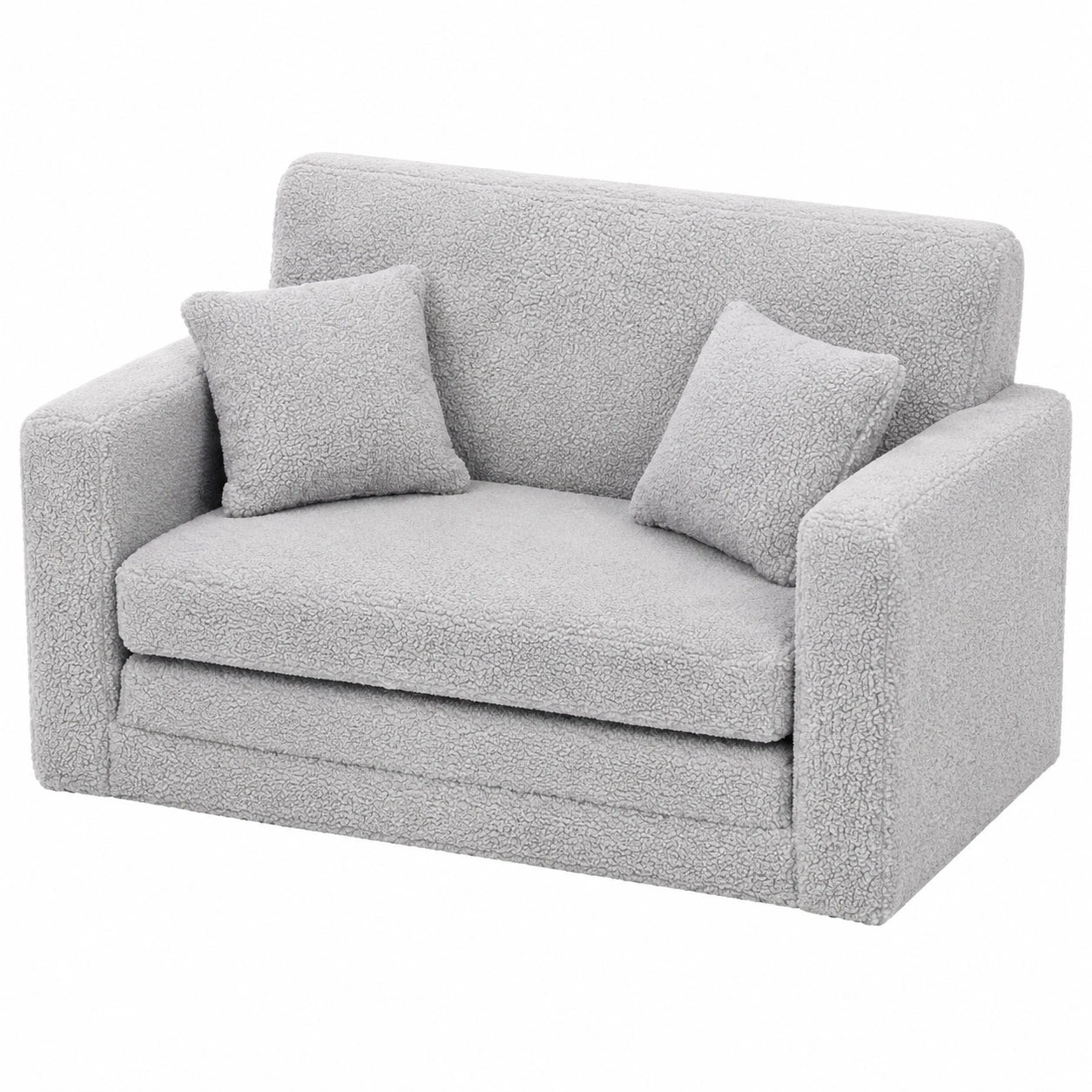 Individuell gestaltbares Kindersofa mit Namen, Schlafsofa und Sessel für Kinderzimmer, 92x40x60 cm, in Boucle Grau