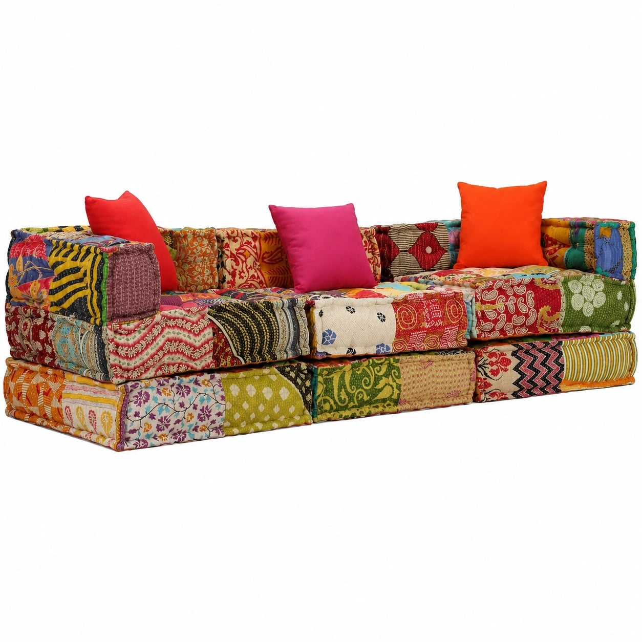 Modulares 3-Sitzer Patchwork-Sofa aus Stoff
