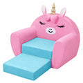 Ausklappbares Einhorn-Kindersofa, 2-in-1 Kindersessel und Schlafsofa für Mädchen, Stabile Kinder-Couch für Spielzimmer, Rosa