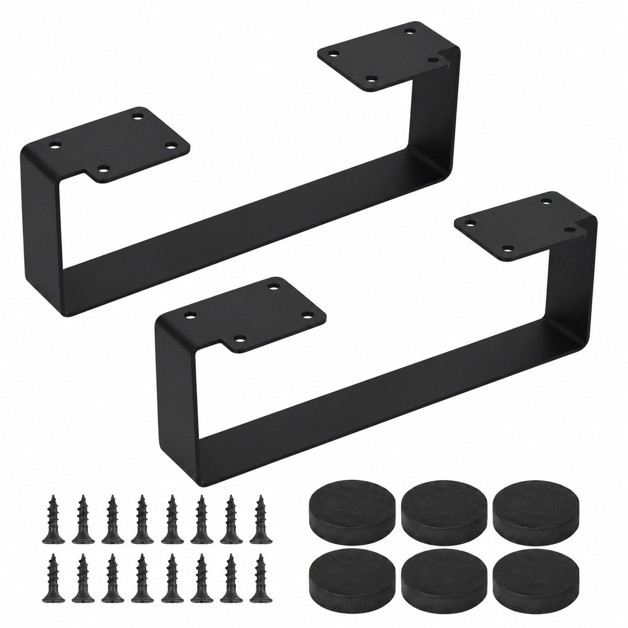 Schwarze Metall-Tischbeine 2er Set, 29x5,5x10 cm, DIY Möbelfüße für Couchtisch & Sideboard, inklusive Schrauben & Schutzpads