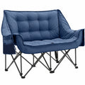 Bequemer Campingstuhl für 2 Personen mit hoher Rückenlehne und Ablagetasche, 272 kg Belastbarkeit, ideal für Garten und Balkon