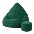Samt Sitzsack-Set für Erwachsene in Flaschengrün, Hocker inklusive, 80x80x110 cm – Ideal für Schlafzimmer und Wohnzimmer