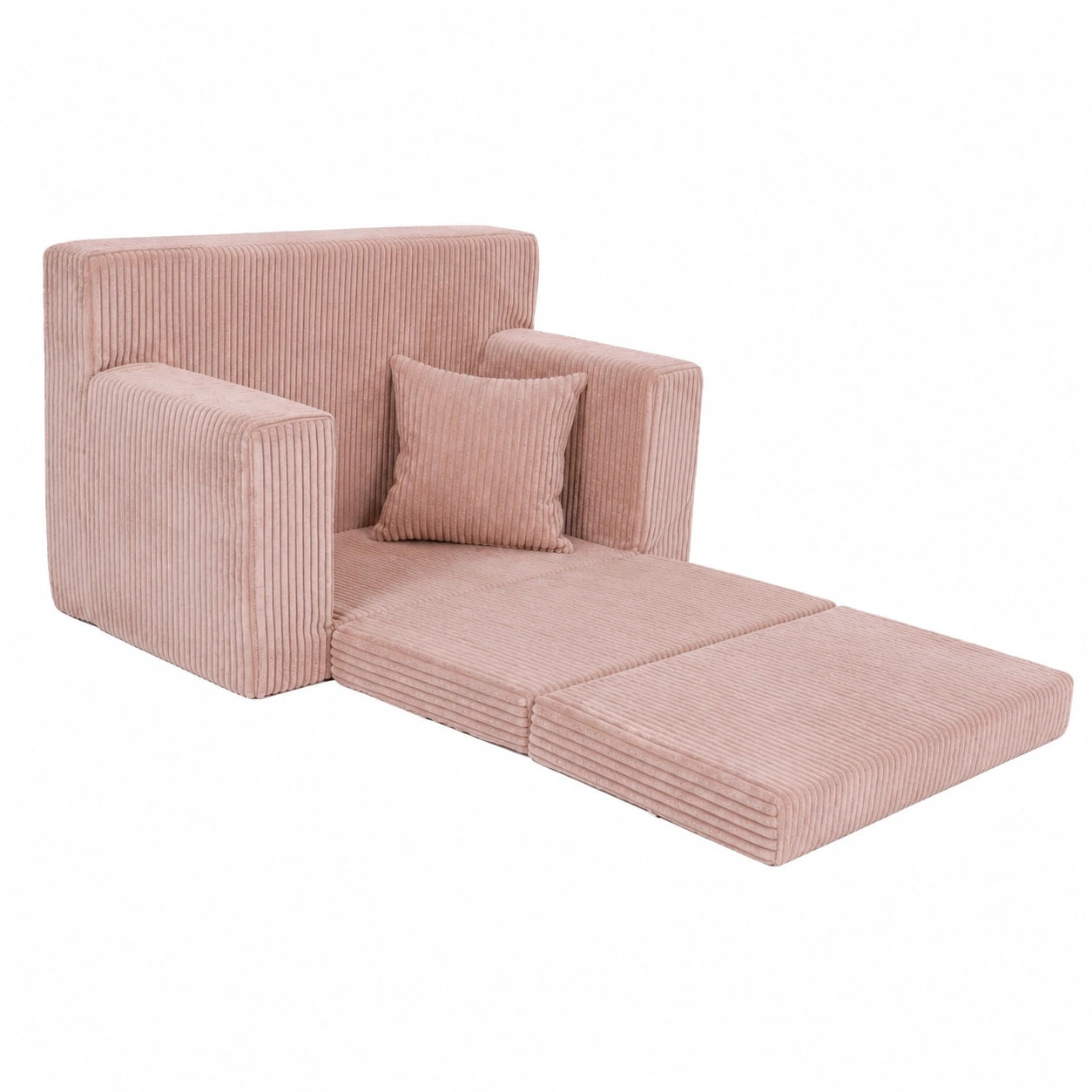 Komfortables ausklappbares Kindersofa mit Cordbezug, 112 cm Liegefläche, inklusive Kissen, waschbarer Bezug, Oeko-TEX 100 zertifiziert