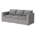COSTWAY 3-Sitzer Rattan Gartensofa mit Kissen, wetterfeste Outdoor Lounge für Terrasse und Balkon, 193 x 67 x 61,5 cm, Grau