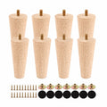 8er-Set 12cm Möbelfüße aus Eiche Massivholz mit Montageset, ideal für Sofa, Bett, Schrank und Ottomane