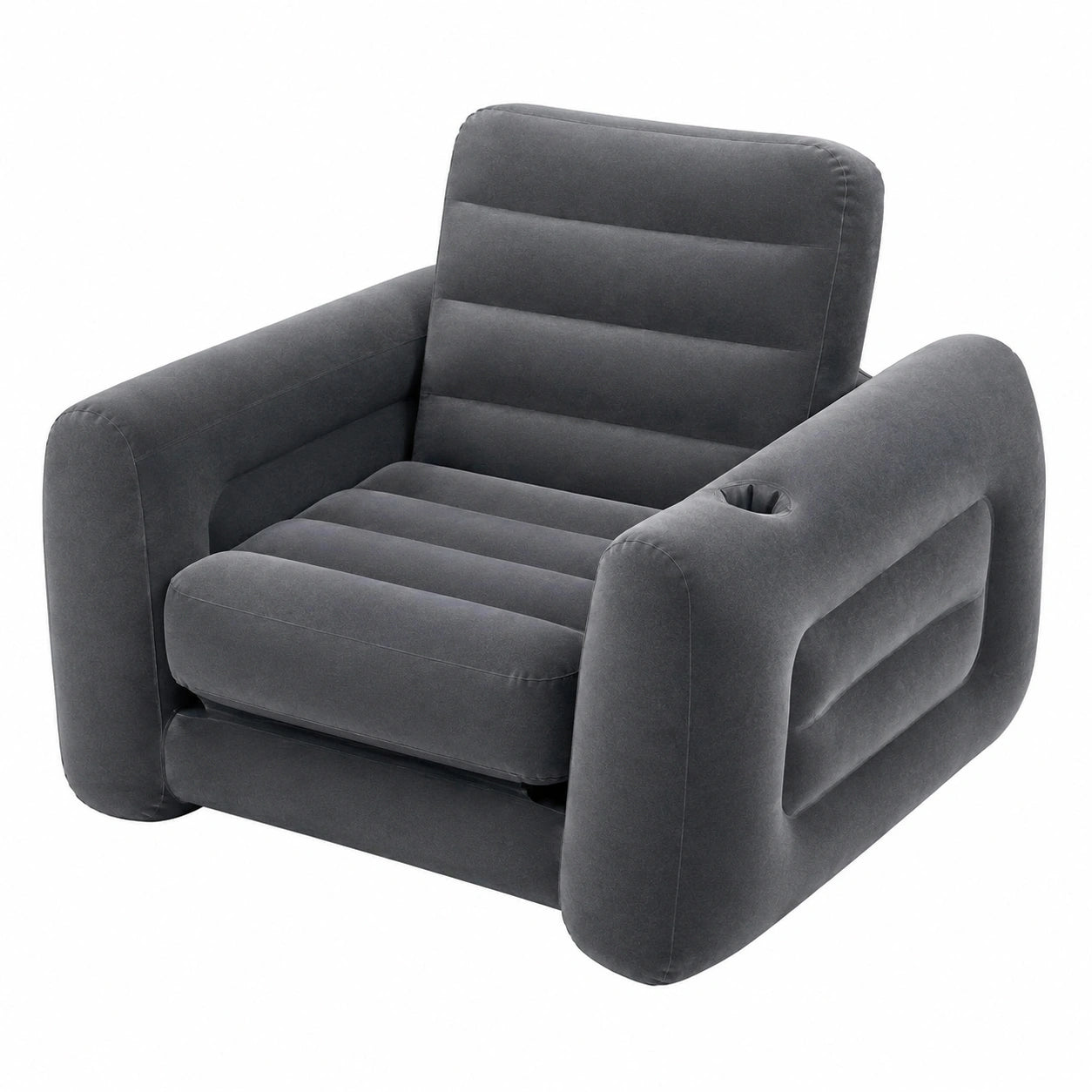 Intex Aufblasbarer Sessel mit Ausziehfunktion, Komfortabel, Platzsparend, 117x224x66 cm, Dunkelgrau