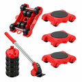 Schwerlast-Möbelroller Set mit Hebel, 220KG Kapazität, Inklusive 4 Rollen und 8 Adapterbasen