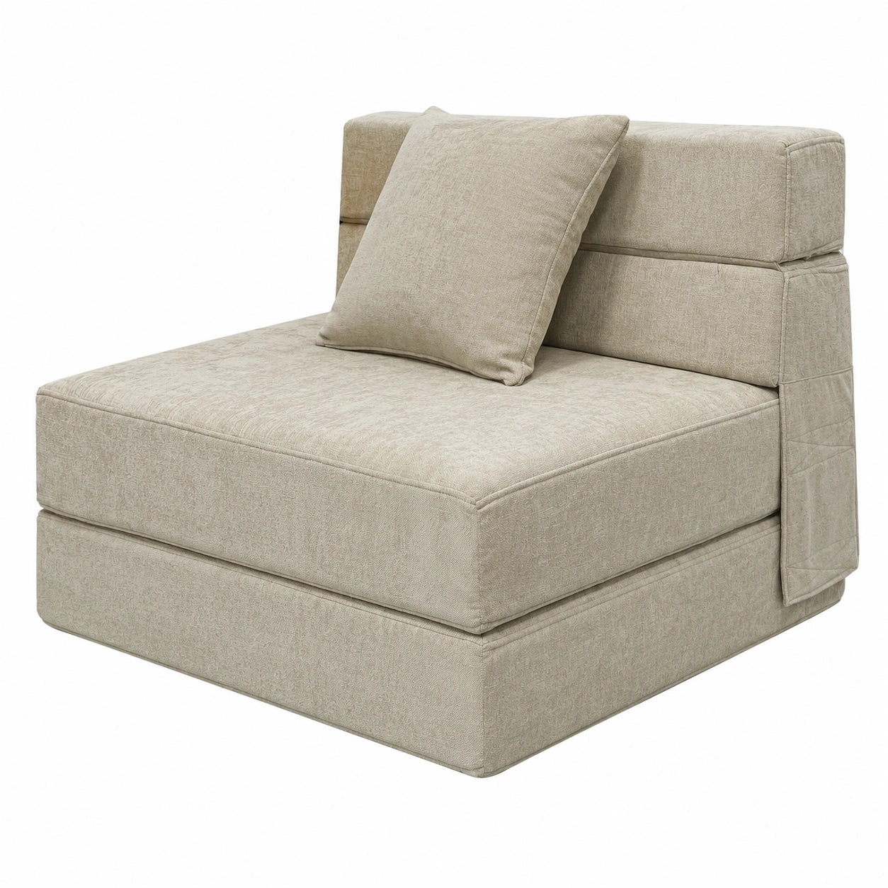 Klappbarer Schlafsessel 100 x 190 cm mit Memory-Schaum, Gästebett Sofa, waschbar, Beige