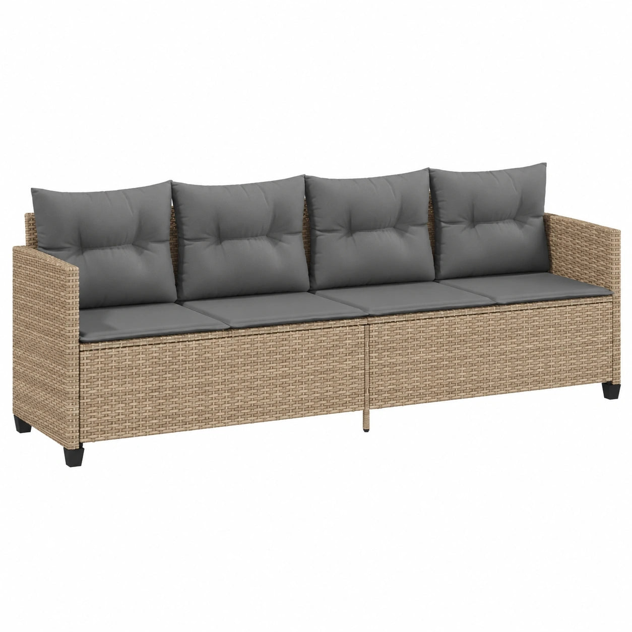 Rattan Gartensofa 3-Sitzer Balkonlounge mit Sonnenliege