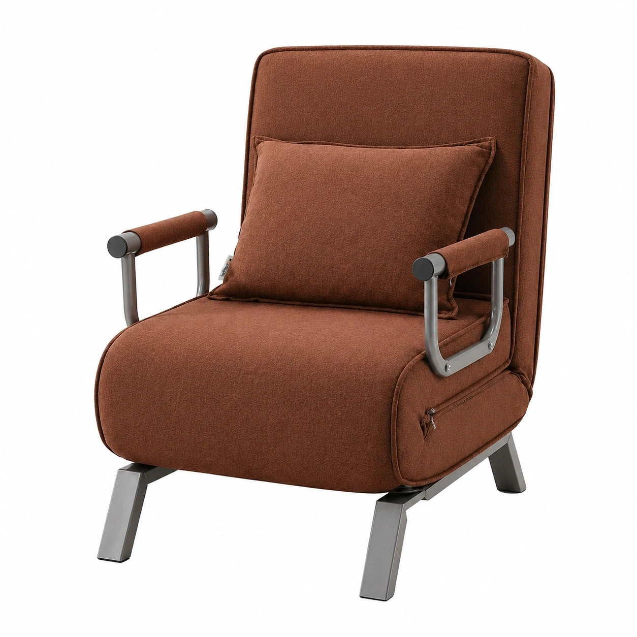 Multifunktionales Schlafsofa 3-in-1 mit Armlehnen und Kissen, verstellbare Rückenlehne, bis 200kg belastbar, Braun
