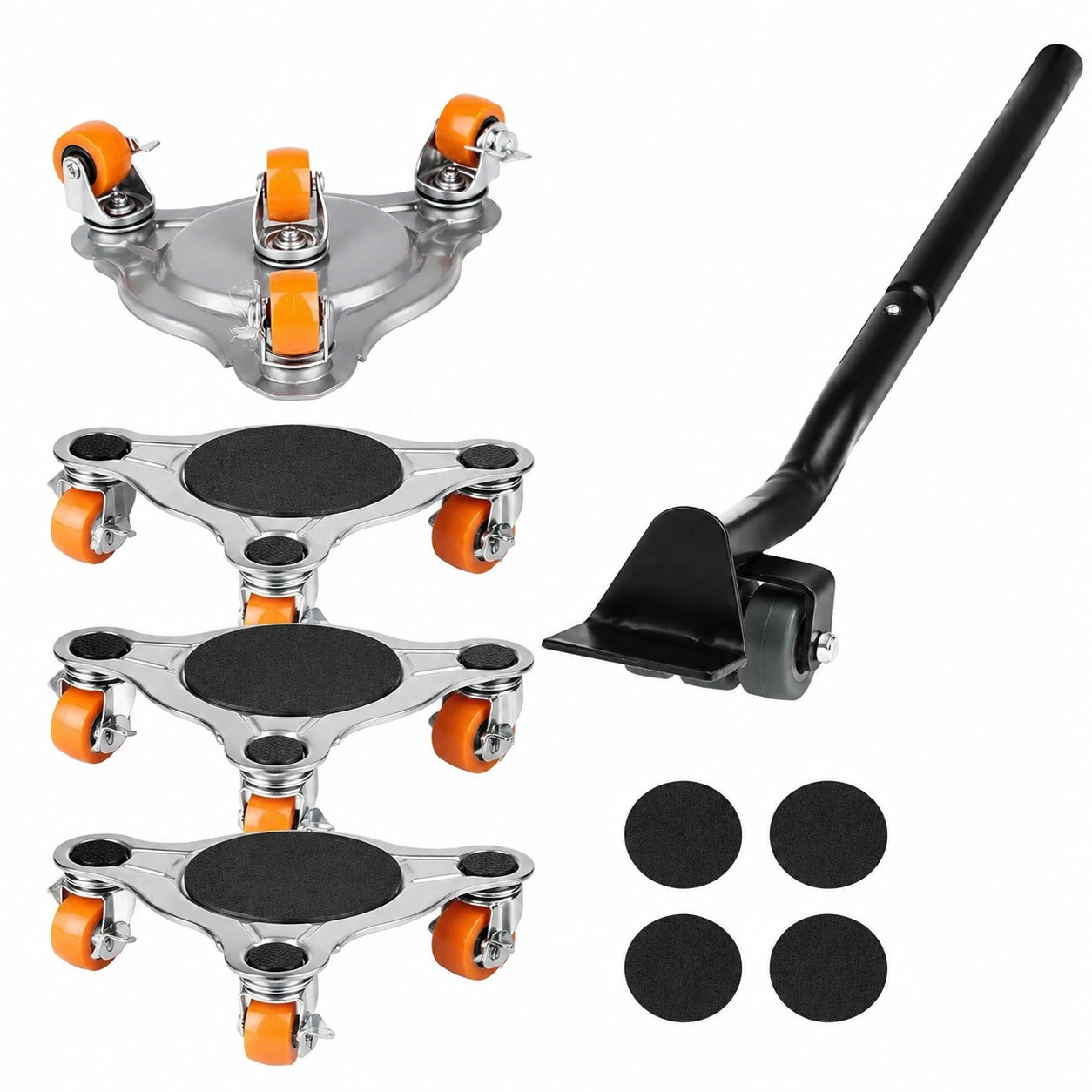 Schwerlast-Möbelroller Set mit 4 Rollen und Hebegriff, Tragkraft bis 400kg, ideal für Sofa und Waschmaschine