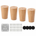 Möbelbeine aus Eichenholz, 4er Set, 6 cm, mit rutschfesten Pads und Montagematerial, ideal für Sofa, Kommode und Tisch