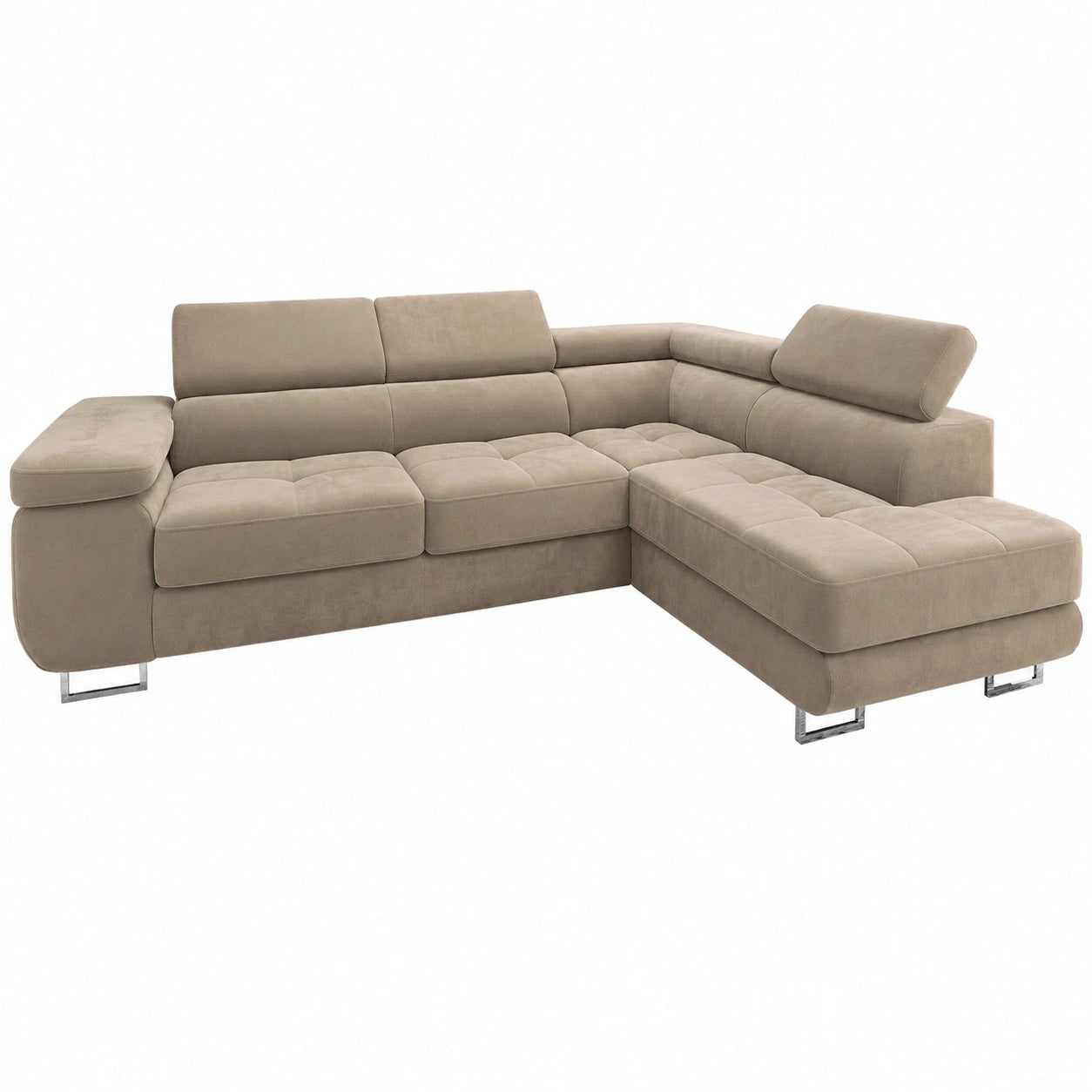 Modernes Ecksofa mit Bettkasten, Schlaffunktion, L-Form, Creme