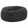 Großer Kunstfell-Sitzsack für Wohnzimmer, rund und flauschig, als bequemes Schlafsofa, in Schwarz, 1,83 m/2,13 m (ohne Füllung)