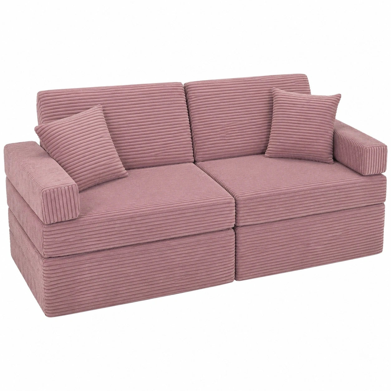 KiddyMoon Klappbares Kindersofa mit Kissen aus Schaumstoff, Spiel- und Schlafsofa für Kinderzimmer, Violett